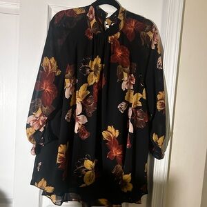 DR2 Black Blouse with Vibrant Floral Pattern